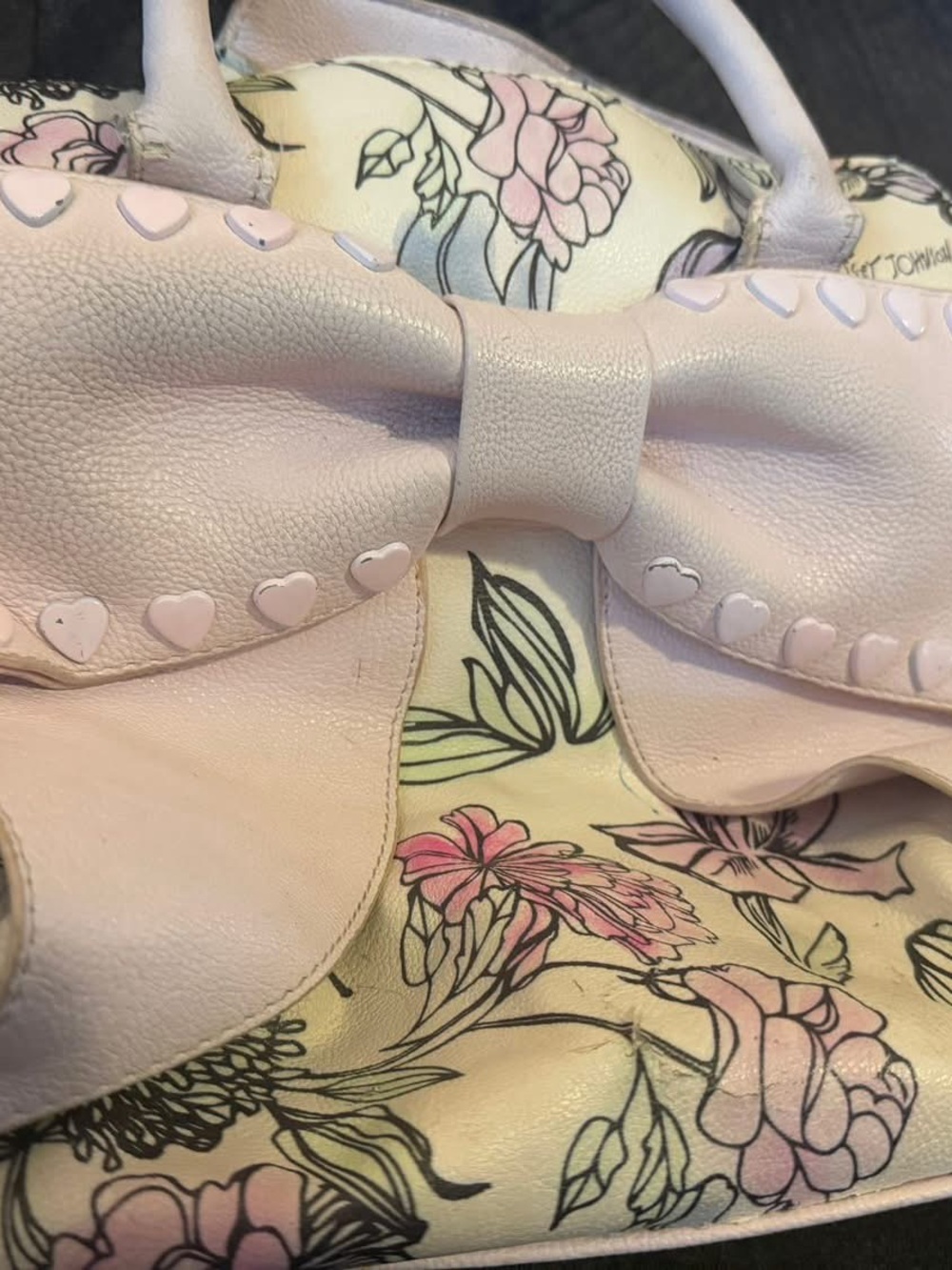 Betsey Johnson Pink Floral Bow Satchel